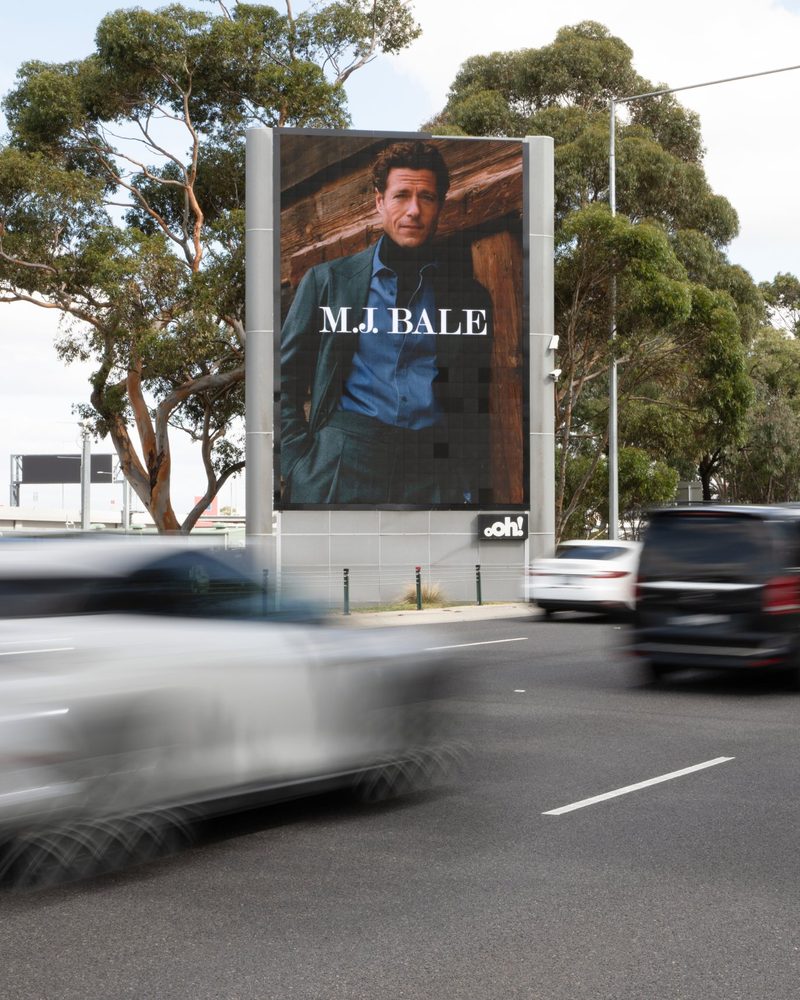 M.J. Bale campaign on a roadside digital billboard beside a busy highway
